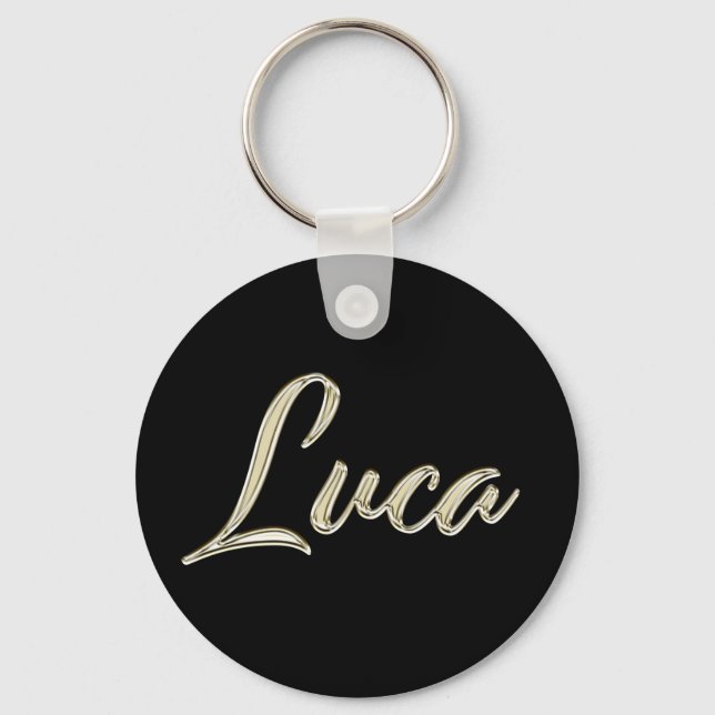 Luca Name whitegold Button Schlüsselanhänger Key Ring (Front)