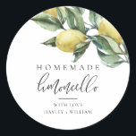Lucas Limoncello Classic Round Sticker<br><div class="desc">These favour stickers feature a watercolour lemon design and calligraphy heading. The script heading is not editable. These can be used for weddings,  bridal showers,  baby showers,  birthdays,  or any other event. For more advanced customisation of this design,  simply select the "Customise It" button above.</div>