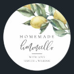 Lucas Limoncello Classic Round Sticker<br><div class="desc">These favour stickers feature a watercolour lemon design and calligraphy heading. The script heading is not editable. These can be used for weddings,  bridal showers,  baby showers,  birthdays,  or any other event. For more advanced customisation of this design,  simply select the "Customise It" button above.</div>