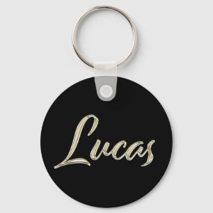 Lucas Name whitegold Button Keytags Key Ring