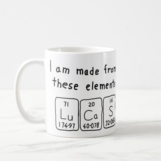 Lucas periodic table name mug (Left)