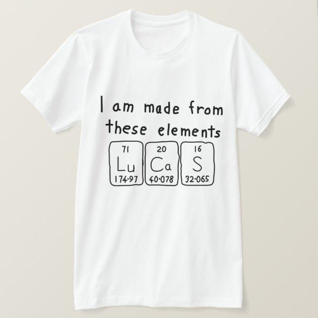 Lucas periodic table name shirt (Design Front)