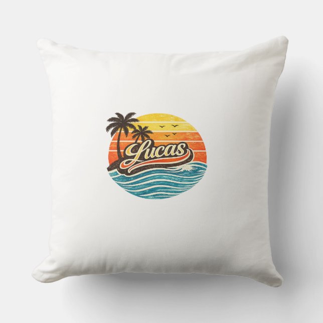 Lucas Retro Sunset Name Design Cushion (Front)