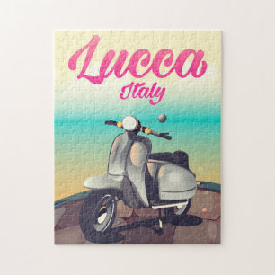 Lucca Italy Scooter travel poster print. Jigsaw Puzzle