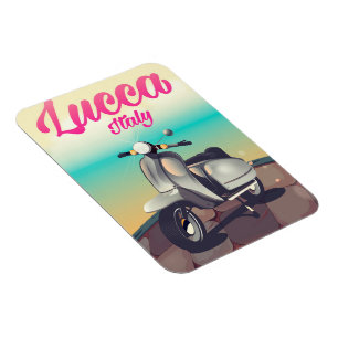 Lucca Italy Scooter travel poster print. Magnet