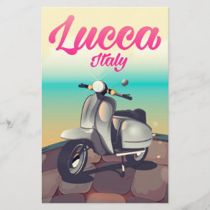 Lucca Italy Scooter travel poster print. Stationery