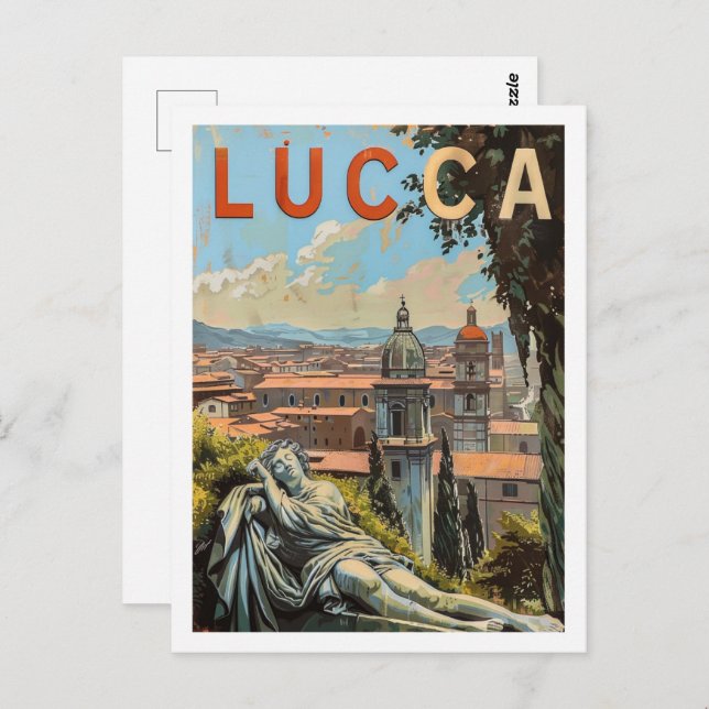 Lucca Tuscany Italy Vintage Famous Travel Place Postcard (Front/Back)