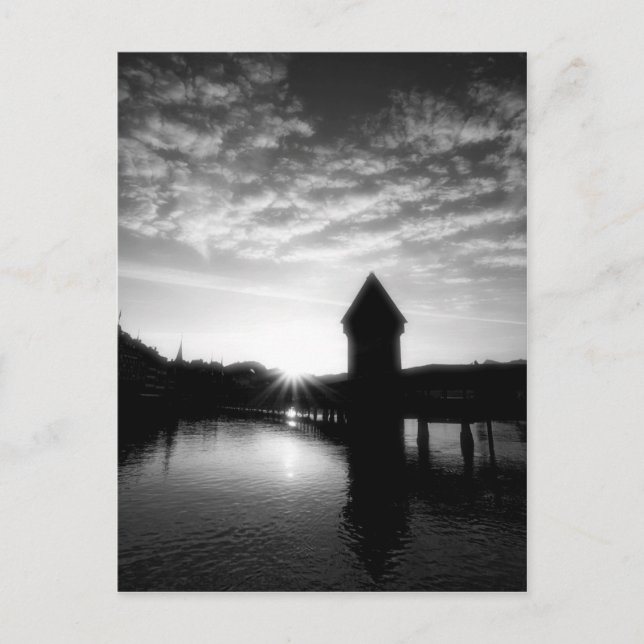 Lucerne Chapel Bridge sunrise Postcard (Front)