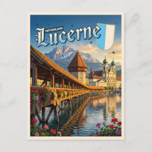 Lucerne Chapel Bridge – Switzerland Landmark Postcard