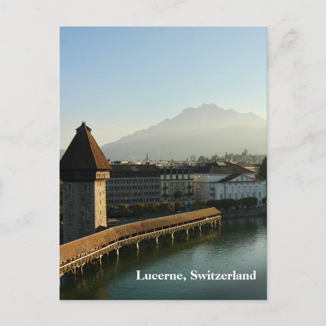 Lucerne, Switzerland Chapel Bridge Postcard (Front)