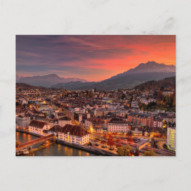 Lucerne Switzerland HDR Fine Art Print Postcard (Front)