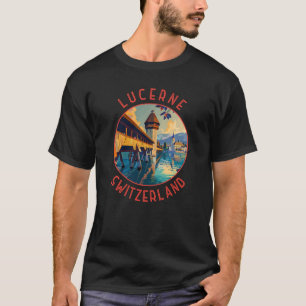 Lucerne Switzerland Retro Distressed Circle T-Shirt
