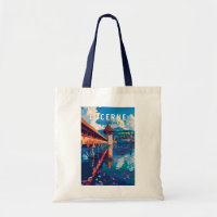 Lucerne Switzerland Travel Art Vintage