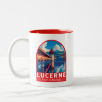 Lucerne Switzerland Travel Art Vintage