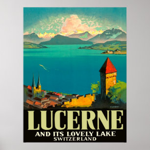 Lucerne, Switzerland, view on lake and mountins Poster