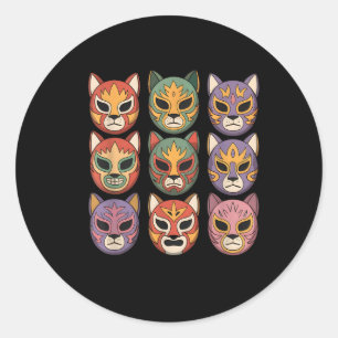 Lucha Libre Cat Mask Funny Luchador Mask Gato Classic Round Sticker