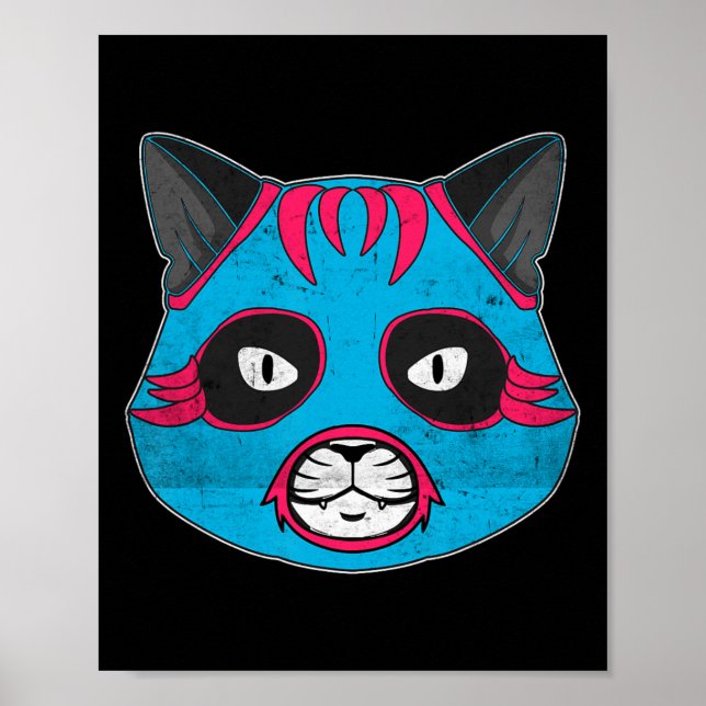 Lucha Libre Cat Wears Luchador Wrestling Mask  Poster (Front)
