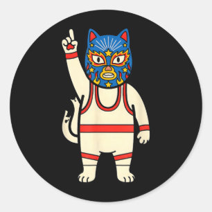 Lucha Libre Cat Wrestling Luchador Funny Retro Classic Round Sticker