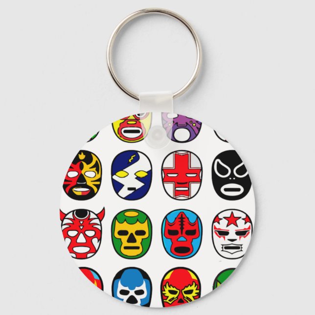 Lucha Libre Luchador Mexican Wrestling Masks Key Ring (Front)