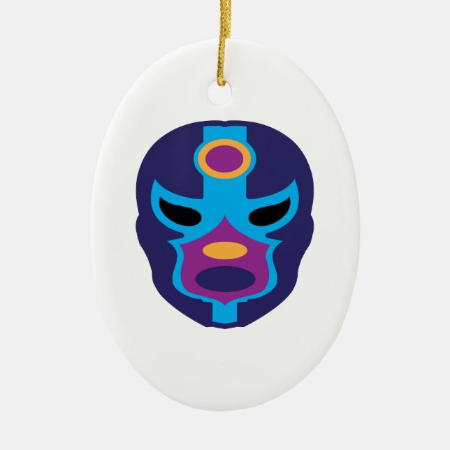 Lucha Libre Mask Ceramic Tree Decoration (Front)