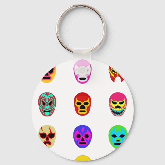 Lucha Libre Mask Mexican Wrestling Key Ring (Front)
