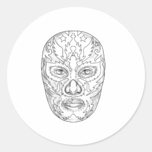Lucha Libre Mask Tattoo Classic Round Sticker