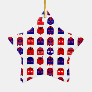 lucha libre masks ceramic tree decoration