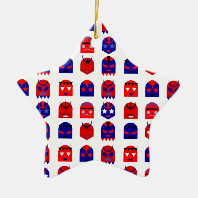 lucha libre masks ceramic tree decoration (Front)