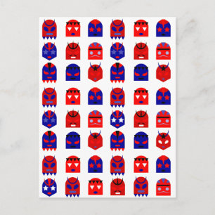 lucha libre masks postcard