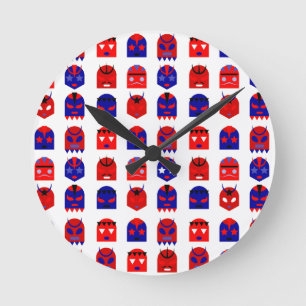 lucha libre masks round clock