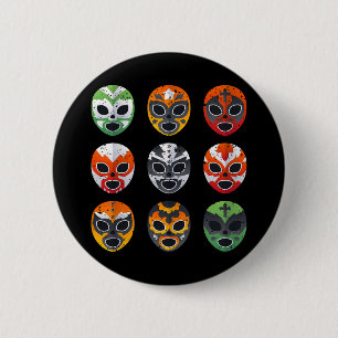 Lucha Libre Masks Shirt Boy Men Mexican Wrestling  6 Cm Round Badge