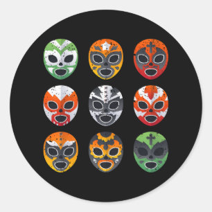 Lucha Libre Masks Shirt Boy Men Mexican Wrestling Classic Round Sticker