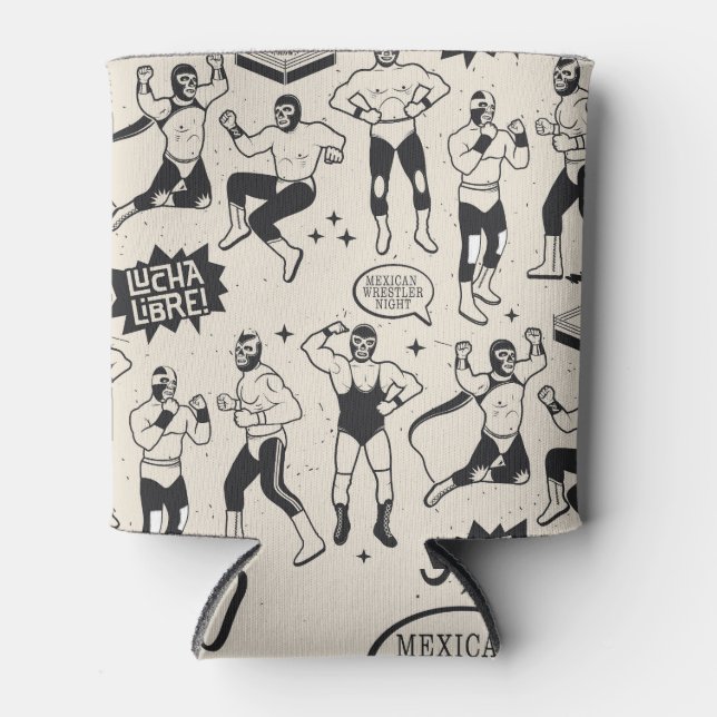 Lucha Libre: Mexican Wrestler pattern Can Cooler (Front)