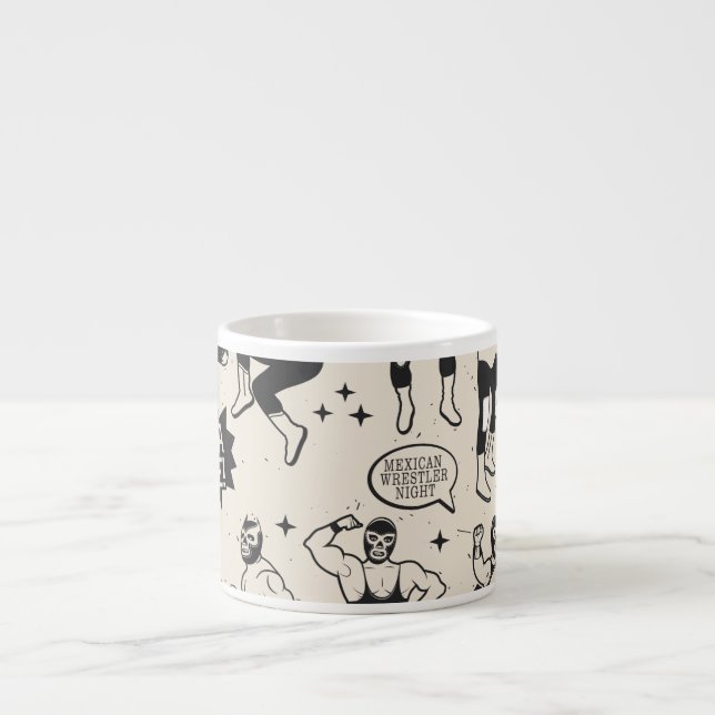Lucha Libre: Mexican Wrestler pattern Espresso Cup (Front)
