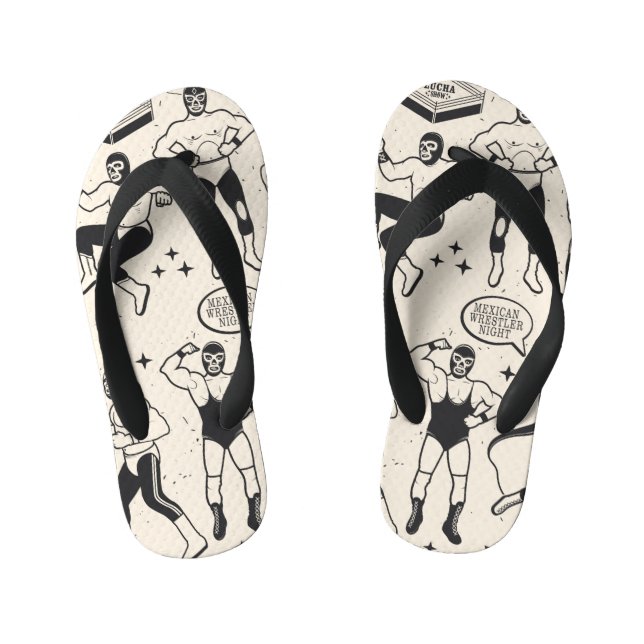 Lucha Libre: Mexican Wrestler pattern Kid's Thongs (Footbed)