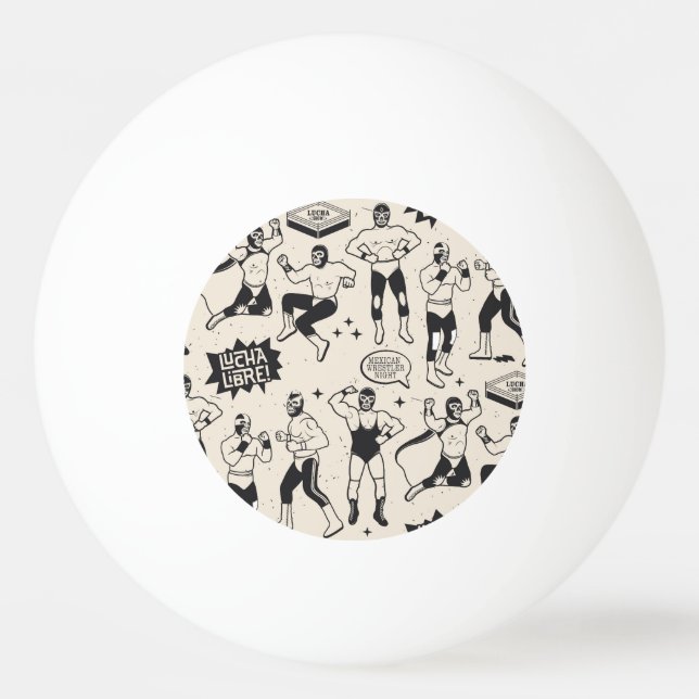 Lucha Libre: Mexican Wrestler pattern Ping Pong Ball (Front)