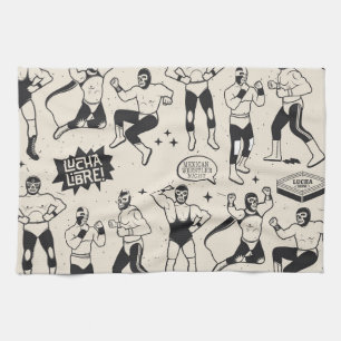 Lucha Libre: Mexican Wrestler pattern Tea Towel