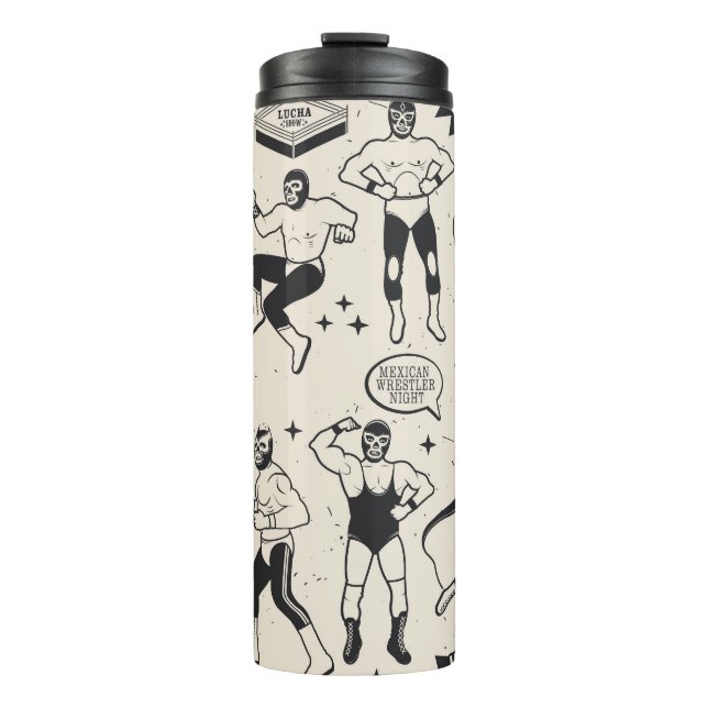 Lucha Libre: Mexican Wrestler pattern Thermal Tumbler (Front)