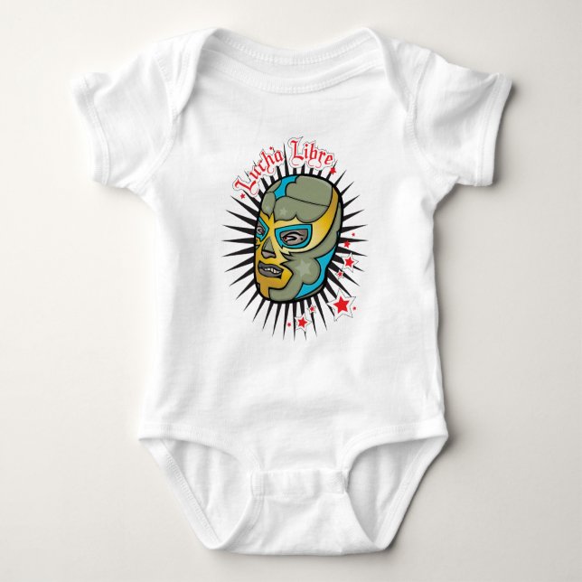 Lucha Libre Mexican Wrestling Mask Baby Bodysuit (Front)