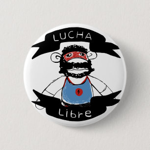 Lucha Libre Monkey Wrestlers Button. 6 Cm Round Badge
