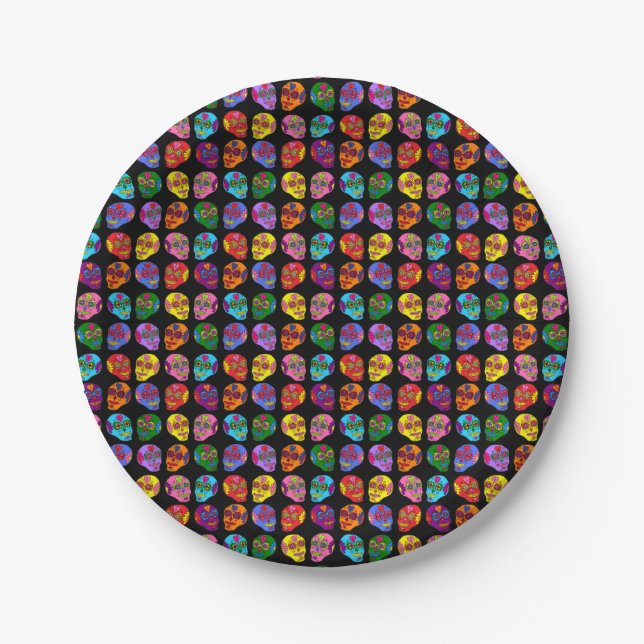 Lucha Libre Sugar Skull Paper Plate (Front)