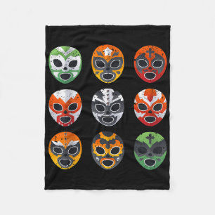Lucha Libre Wrestling Mask Cinco De Mayo Mexican B Fleece Blanket