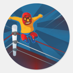 luchador classic round sticker