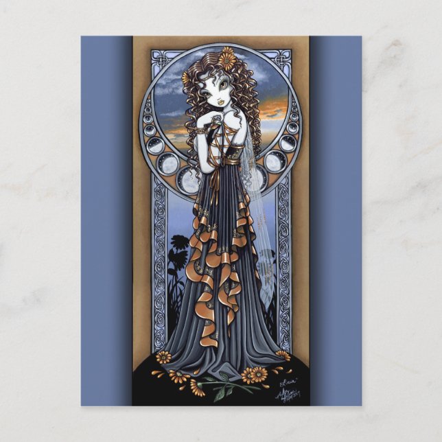 "Lucia" Gothic Flower Moon Fairy Art Postcard (Front)