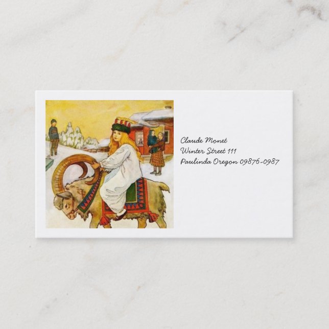 Lucia Rides the Jul Goat Business Card (Front)