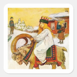 Lucia Rides the Jul Goat Square Sticker