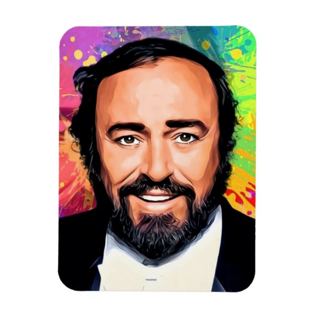 Luciano Pavarotti Coloured Portrait Magnet (Vertical)