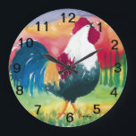 Luciano Rooster -Wall Clock<br><div class="desc">Luciano is crowing the sunrise on this colourful wall clock.</div>