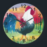 Luciano Rooster -Wall Clock<br><div class="desc">Luciano is crowing the sunrise on this colourful wall clock.</div>