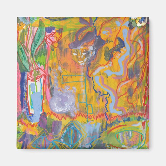 Lucid Dreamer Pink Rainbow Abstract Painting Art T Magnet (Front)